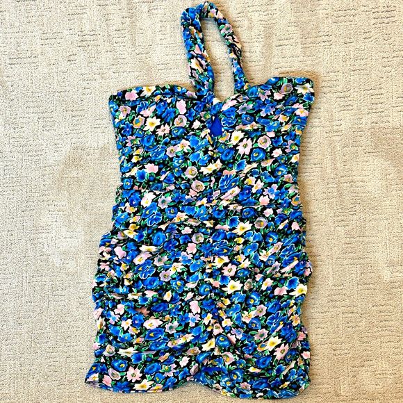 NWT* More to Come Maggie Twist Mini Dress in Blue Floral - Women's Large - Picture 3 of 9